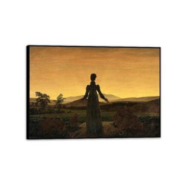 Imagem de Woman Before the Rising Sun por Caspar David Friedrich Impressões em tela Well Decor The World Classic Art Reproduções de arte grande giclée arte de parede para sala de estar decoração de casa 100 x