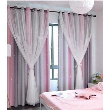 Imagem de Cortinas Yancorp para meninas, quarto para crianças, 160x160cm, rosa, 