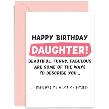 Imagem de Old English Co. Cartões de aniversário engraçados para filha - "Reminds Me of Myself" presente de aniversário hilário para ela - Cartão de aniversário feminino divertido para a família | Em branco por
