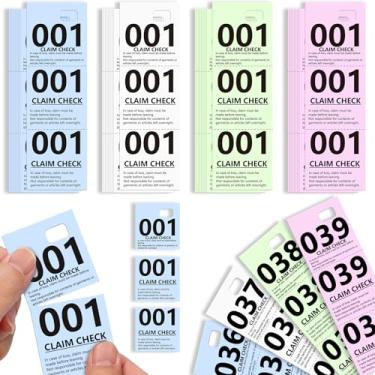Imagem de 2000 peças de bilhetes para cheques de casacos, multicoloridos, etiquetas de verificação de quarto, números de verificação de casaco perfurados, etiquetas de reivindicação de 3 partes para roupas