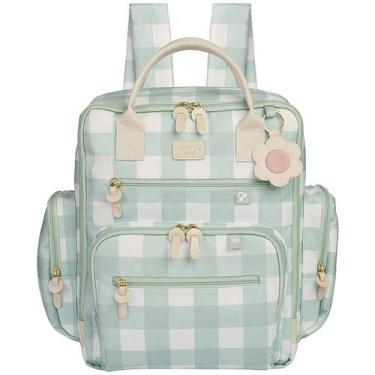 Imagem de Mochila Maternidade Multifuncional Urban Margaridas Menta Masterbag