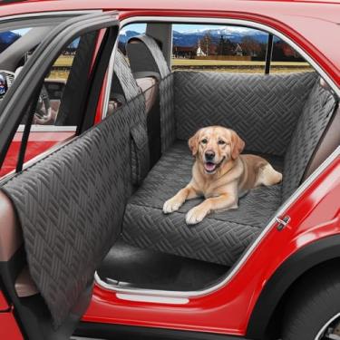 Imagem de Wexyldra Capa de assento de carro para cachorro para banco traseiro - resistente à prova d'água - extensor de banco traseiro inferior rígido para Sedan SUV e caminhão pequeno, cobertura total para