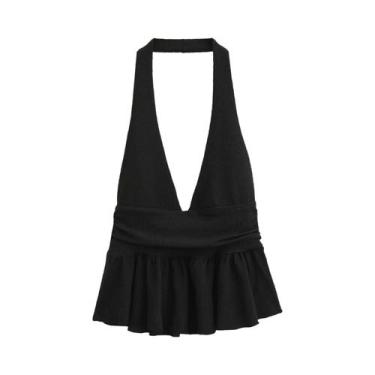 Imagem de Camisola Feminina Sexy Sem Mangas E Costas Descobertas, Top De Praia D