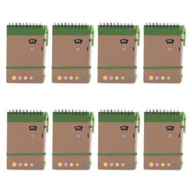 Imagem de Mini Caderno Espiral, Capa em Papel Kraft, 70 Folhas Pautadas, com Blocos Adesivos Coloridos, Caneta e Disco Rotativo dos Dias da Semana, 14,5x9cm (10, Verde)