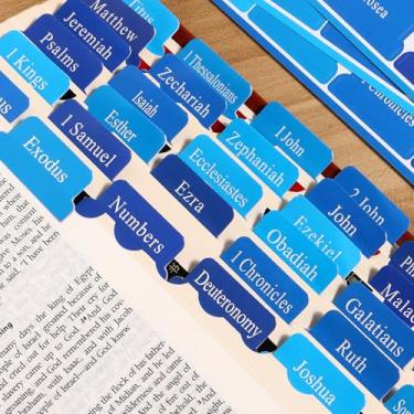 Imagem de 90 peças de adesivos de abas bíblicas para homens, azul, laminado, grande impressão, marcadores bíblicos, índice, guias de estudo, kit de guia de estudo, presentes cristãos de batismo para mulheres