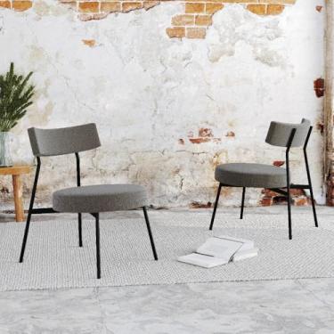 Imagem de Conjunto 2 Poltronas Estofadas Stout Fendi Cinza City Est.preta