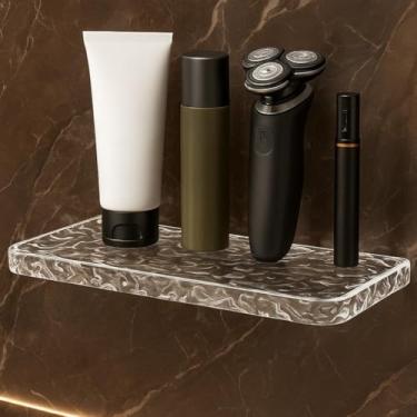 Imagem de Prateleira Banheiro, Resistente à Ferrugem, Suporte de Shampoo AcríLico sem Furo Prateleira de Banheiro Parede Organizador(Kit com 2)