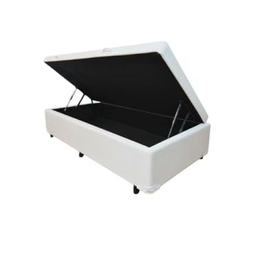 Imagem de Cama Box Baú Solteiro Blindado Diversas Cores (88x188x42) - Linhão (Linhão - Turim Milão Branco)