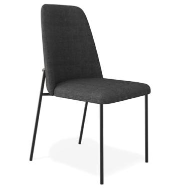 Imagem de Cadeira Decorativa Estofada Para Sala De Jantar Bella L02 Linho Chumbo - Lyam Decor