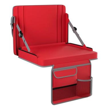 Imagem de Assentos de estádio com suporte para as costas, 1 pacote de cadeiras de arquibancada ajustáveis com encosto e assento almofadado com suporte para copos, alça de transporte e alça de ombro para eventos