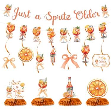 Imagem de Engraçado Spritz Banner Decorações, 13 peças de purpurina laranja apenas um borrifo mais antigo kit de redemoinhos pendurados, limões cítricos bar chá de panela, aniversário, decorações de despedida