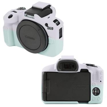 Imagem de Leayjeen Capa protetora de silicone compatível com câmera Canon EOSR50, câmera R50, capa protetora de silicone macia, com capa de lente removível para fotografia (rosa gelatinosa verde)