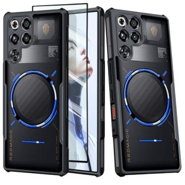 Imagem de Guizzcg Capa para Red Magic 11 Pro/11 Pro+ capa ultrafina de TPU macio + airbags de grau militar traseiro de acrílico proteção contra quedas à prova de choque [1 filme temperado], preta