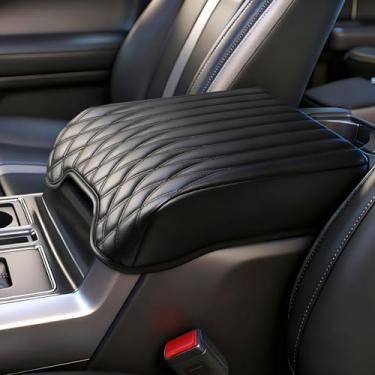 Imagem de FQMY Capa de console central compatível com Ford F150 2015-2020, F250 F350 F450 2017-2022, Expedition 2018-2024, assento de balde, capa de apoio de braço de couro, protetor de almofada antiarranhões