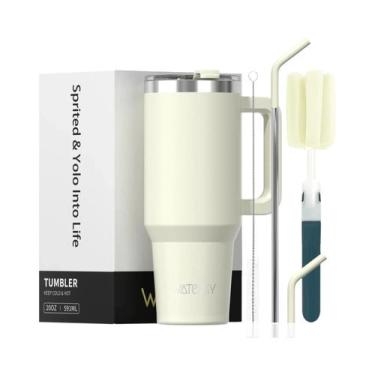 Imagem de Copo Térmico De Aço Inoxidável De Grande Capacidade 20/30/40oz Com Alç