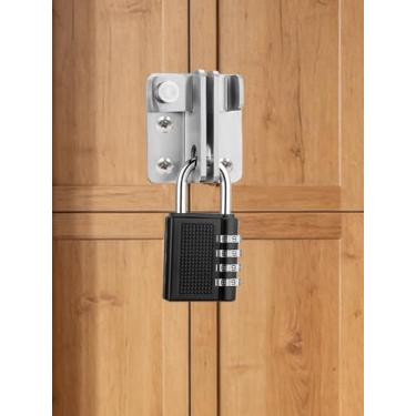 Imagem de Cadeado de combinação de 4 dígitos, cadeado de combinação de metal impermeável redefinível para armário de academia, armário esportivo, cerca, caixa de ferramentas, portão e armazenamento