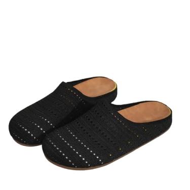 Imagem de Tênis feminino sem cadarço de tecido de malha sem cadarço, bico redondo, vazado, casual, confortável, para mulheres, 2026, versátil, sem cadarço, Preto, 36