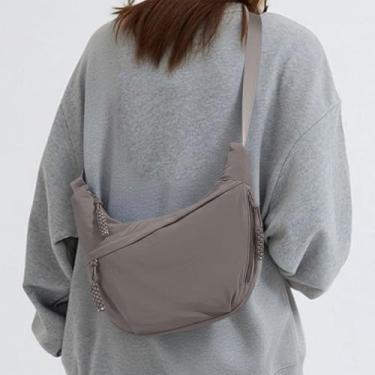 Imagem de Bolsa tiracolo de nylon crescente para mulheres, casual, bolsa de bolinho de massa, bolsa de ombro, leve, viagem, uso diário ao ar livre (cinza)