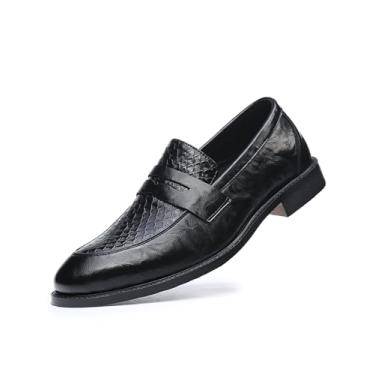 Imagem de Mocassins masculinos clássicos, retrô, sem cadarço, para negócios, formal, casual, para casamento, smoking, sapatos de couro, Balck, 45