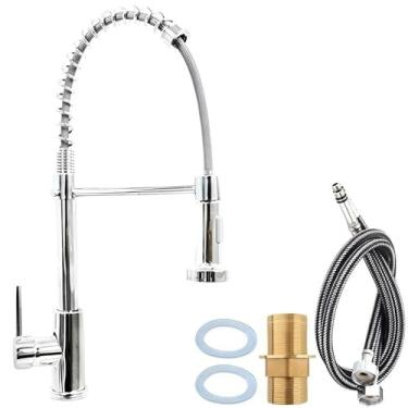 Imagem de Torneira Cozinha Gourmet Monocomando Com Spray Extensor, Acabamento Inox(Prata)