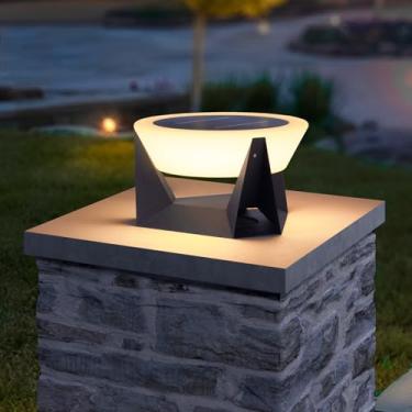 Imagem de MVBT Luzes Solares Para Postes, Coluna De Luz Externa De 15", À Prova D'Água, Lâmpada De Coluna Moderna, Grande Lanterna Led De 3000K, Iluminação De Paisagem Movida A Energia Solar Para Pátio, Quint