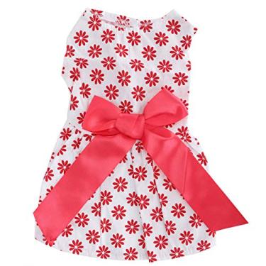 Imagem de Ainoli Pet Summer Cute Clothes Girl Dog Poliéster Vestidos de saia sem mangas com laço (eu)