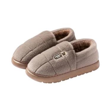 Imagem de Chinelos De Inverno Masculinos De Tamanho Grande, Pelúcia, Antiderrapa