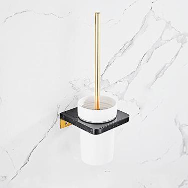 Imagem de Kit de acessórios de banho pingente de ferragens de banheiro de mármore preto, gancho de linha, escova de vaso sanitário, gancho único, suporte de lenços, kit de acessórios de banheiro montado na