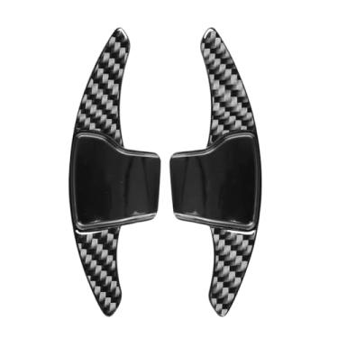 Imagem de Capa de acabamento de extensão de câmbio de volante automotivo 2 peças, para Explorer 2013 2014-2019 ABS fibra de carbono preta