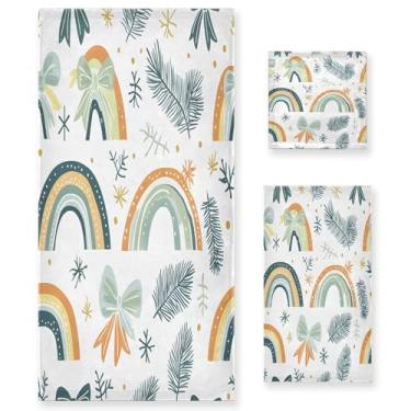 Imagem de xigua Conjunto de toalhas de banheiro rainbows absorvente macio 3 peças toalha de banho toalha de mão toalhas decorativas para banheiro, academia, hotel, praia, piscina