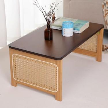 Imagem de Mesa Japonesa Dobrável para Chão Sentado Jantar Bambu, Tecelagem de Rattan Tem Acabamento Fino Sem Rebarbas e é Forte, para Práticas Espirituais de Jantar (Cor: Cor Nogueira, Tamanho: 60 * 40 * 3