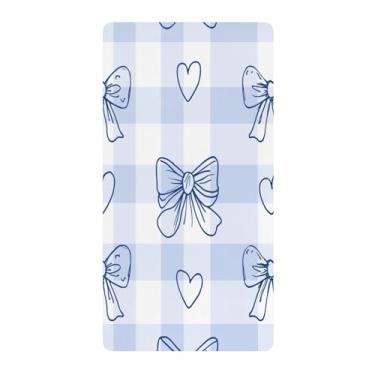 Imagem de Blueangle Lençol de berço padrão para berço infantil - Lençóis de algodão macio e respirável com laços fofos (393)