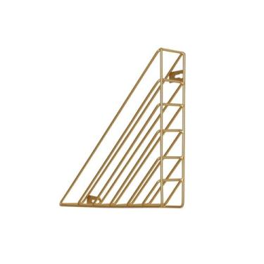 Imagem de Escritório Suporte de ferro para revistas em formato geométrico, cesto para pendurar na parede, organizador livros para casa e decoração Organizador de mesa(GOLD)