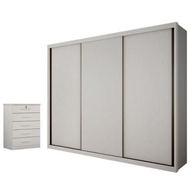 Imagem de Guarda Roupa Casal Palazzo e Gaveteiro Suiça Neve - Novo Horizonte