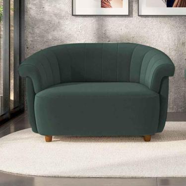 Imagem de Sofá Namoradeira Decorativa Latvia 150cm Pés de Madeira Veludo Azul Pe