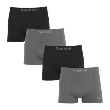 Imagem de Kit 4 Cuecas Boxer Reebok Sem Costura Masculina - Cinza e Preto P, Cin