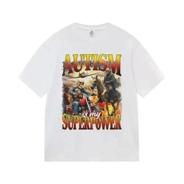 Imagem de Camiseta De Manga Curta Com Estampa Gótica Autism Superpower, Divertid