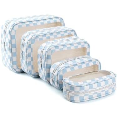 Imagem de YOPCDJ Conjunto de bolsa organizadora de fraldas de 5 peças, bolsa de higiene pessoal aprovada pela TSA, conjunto de bolsas de maquiagem TPU transparente à prova d'água para mulheres e crianças