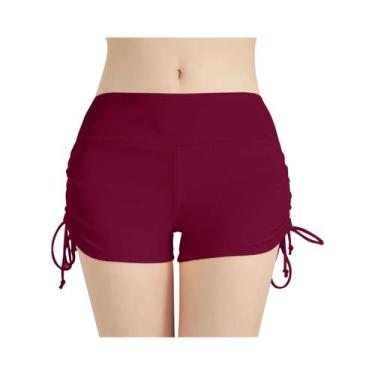 Imagem de Calcinha De Banho Feminina Com Cordão Ajustável De Cintura Alta, Short