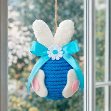Imagem de Pendente Ovinhos Coelho Páscoa Enfeite Decorativo De 13x8cm Azul