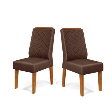 Imagem de Cadeira De Jantar Lidia Conjunto Com 2 Cadeiras Freijó Com Veludo Moca