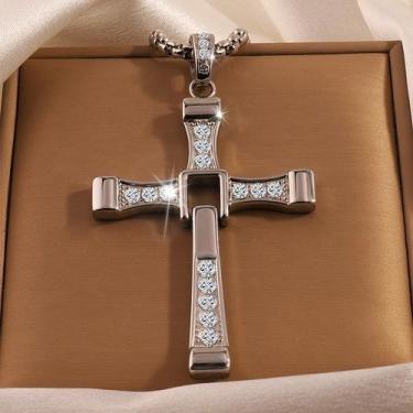 Imagem de Colar Cordão Masculino Com Pingente Cruz Vin Diesel Aço Inox - De Cast