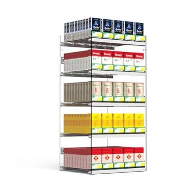 Imagem de Bandeja automática para empurrar cigarros – Pacote com 10 suportes para exibição de tabaco para supermercados, prateleira flutuante decorativa transparente e divisor de fósforos, ideal para exibição