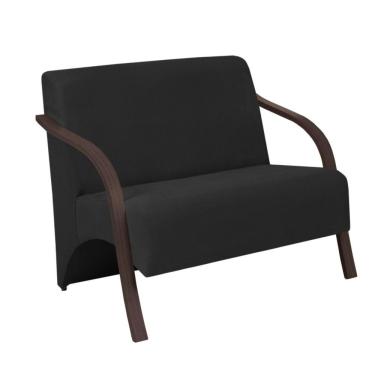Imagem de Poltrona Vênus 2 Lugares D Salla Suede Braço Madeira Preto