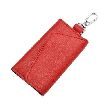 Imagem de Porta-Chaves Unissex Em Couro Genuíno, Bolsa Organizadora Sólida Para 