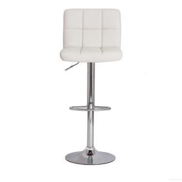 Imagem de Banqueta Alta Estofada Com Encosto Alto Confortável Branca