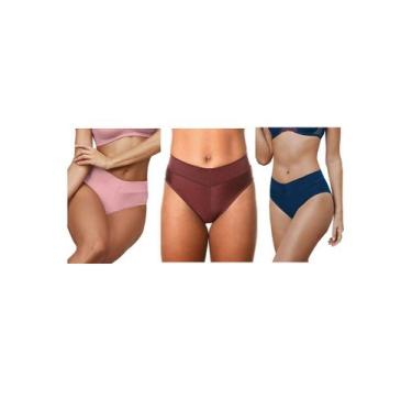 Imagem de Kit c/3 Calça Cavada Cítara DeMillus 026065, Rosablush, Vinho, Azulmar