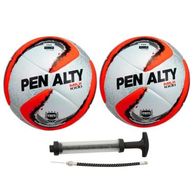 Imagem de Kit 02 Bola De Futsal Penalty Max 1000  Oficial CBFS Selo FIFA+01 Bomba De Ar Penalty Sac Dupla Ação