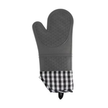 Imagem de Luva Térmica de Silicone Xadrez - Elegância e Proteção na Cozinha em Cinza