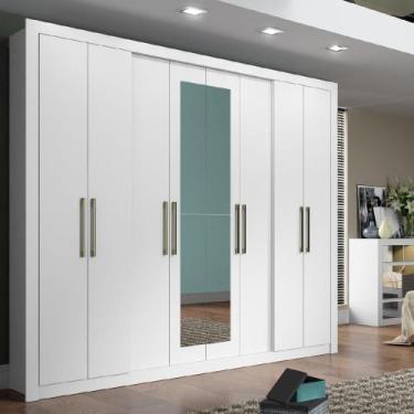 Imagem de Guarda Roupa Solteiro 8 Portas 4 Gavetas Espelho Branco - OUTRAS MARCA